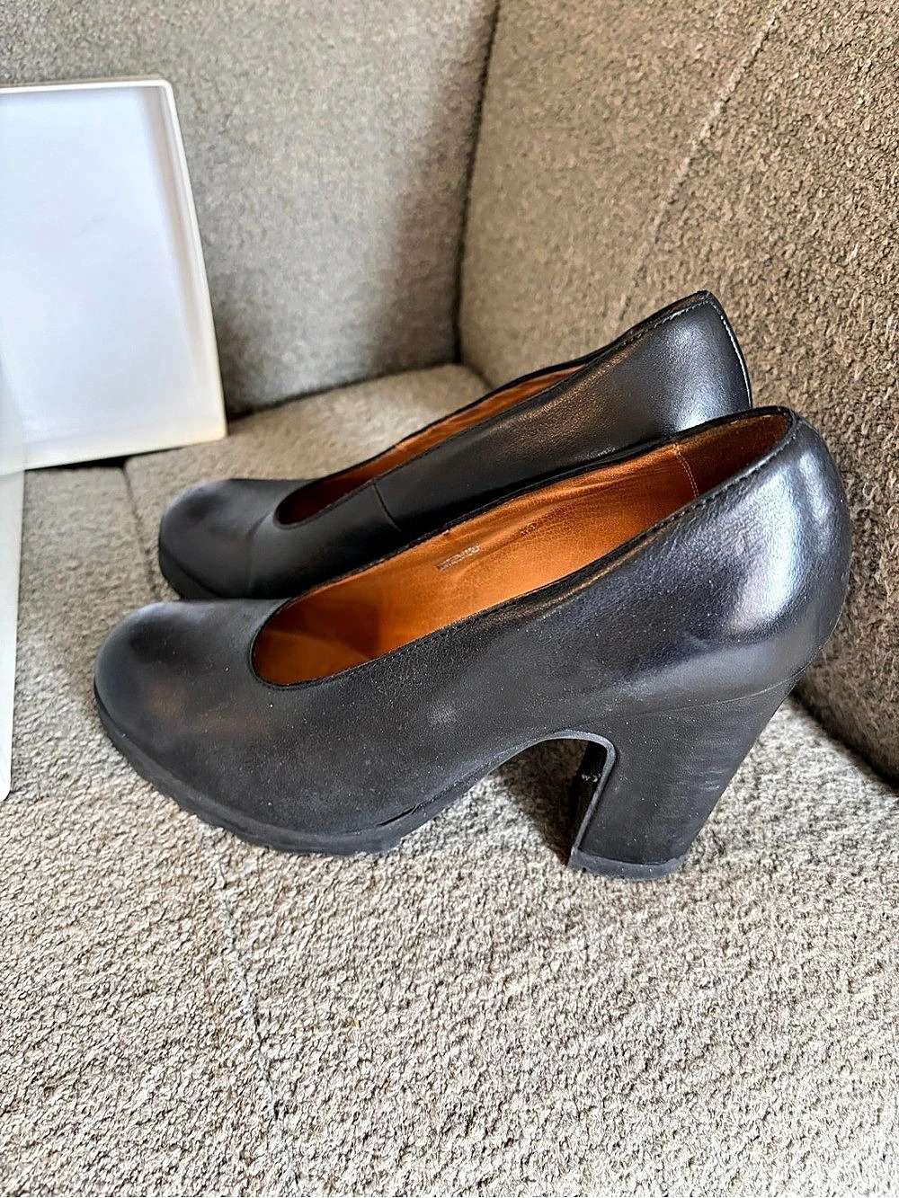 Margiela Black Block Heel Moto Pumps